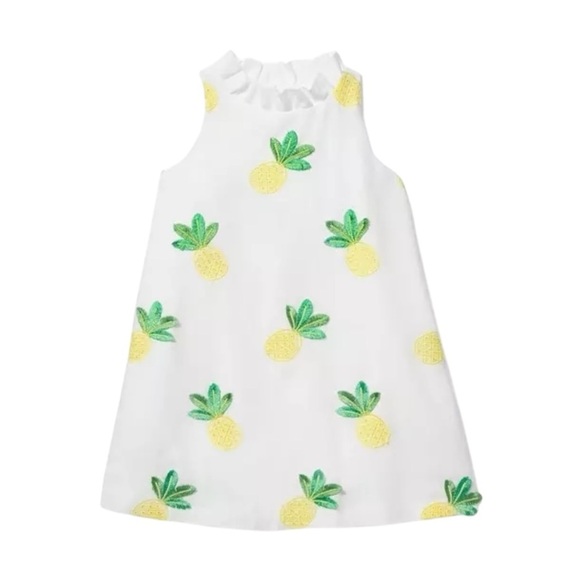 Janie & Jack White Embroidered Pineapple Shift Dress Girls 18-24mo - Picture 1 of 8